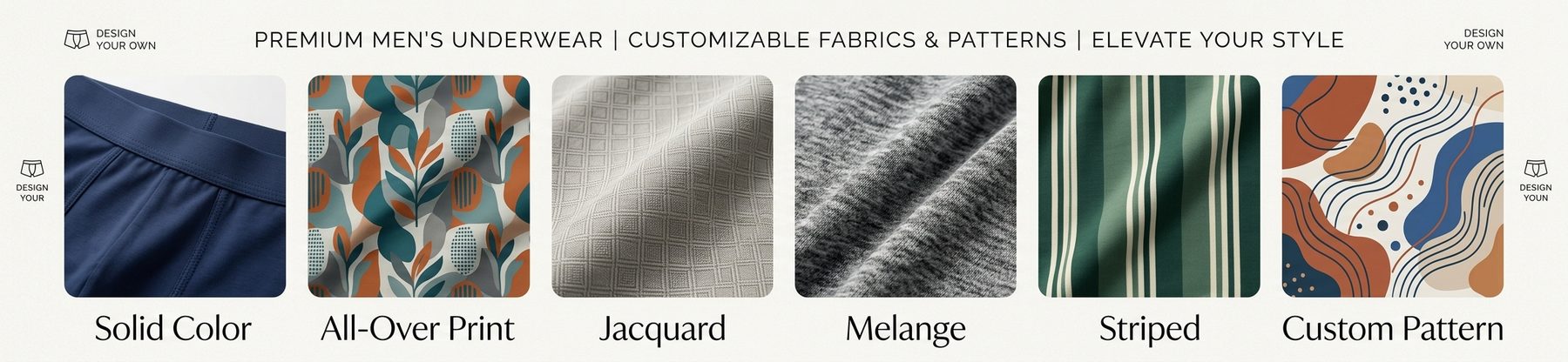 Pattern options for custom men's underwear
